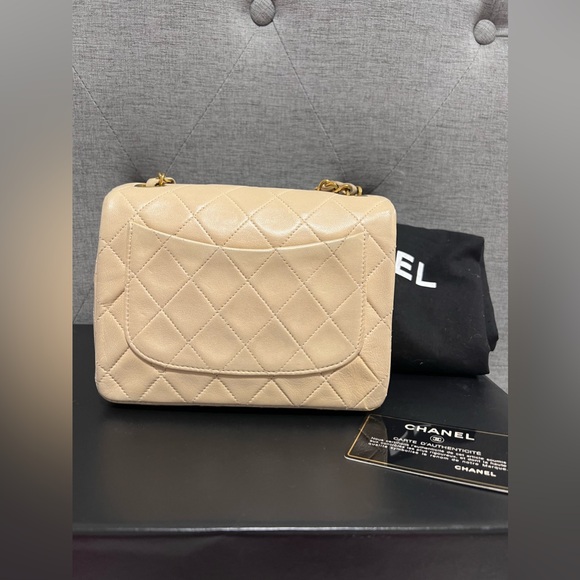 RARE Chanel Beige Mini Classic Flap Square - Picture 11 of 12